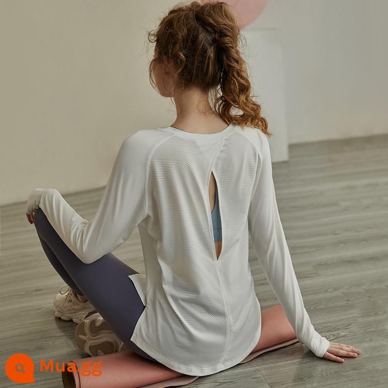 Quần áo yoga nữ mùa thu và mùa đông lỏng lẻo làm đẹp trở lại chạy bộ đồ tập thể dục dài - Mẫu lưng trắng đẹp