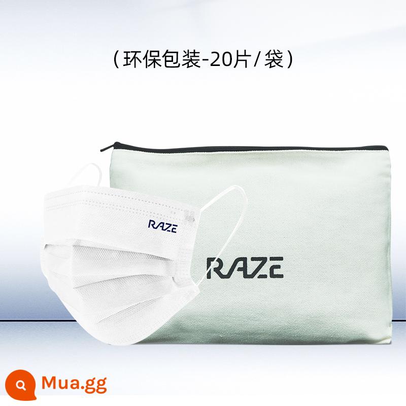 Mặt nạ ngôi sao RAZE Gu Ailing Fan Chengcheng của Hồng Kông cùng phong cách Mặt nạ khử trùng xúc tác quang ba lớp thoáng khí dùng một lần - Màu trắng hoàn hảo (bao bì thân thiện với môi trường-20 cái/túi)