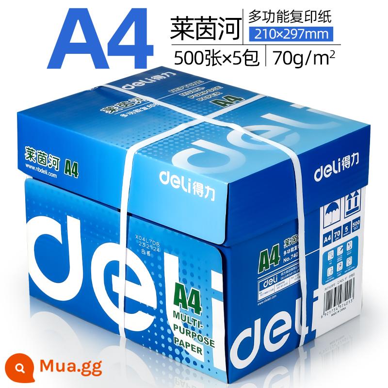 Giấy photocopy Deli A4 in giấy trắng 70g nguyên hộp 5 bao bì Giấy A4 500 tờ giấy in 80g giấy văn phòng giấy nháp học sinh dùng giấy photocopy a4 hộp 1 hộp Sharp crown [2101] - [Rhine 70g] Hộp 5 gói (vận chuyển bằng nhựa)