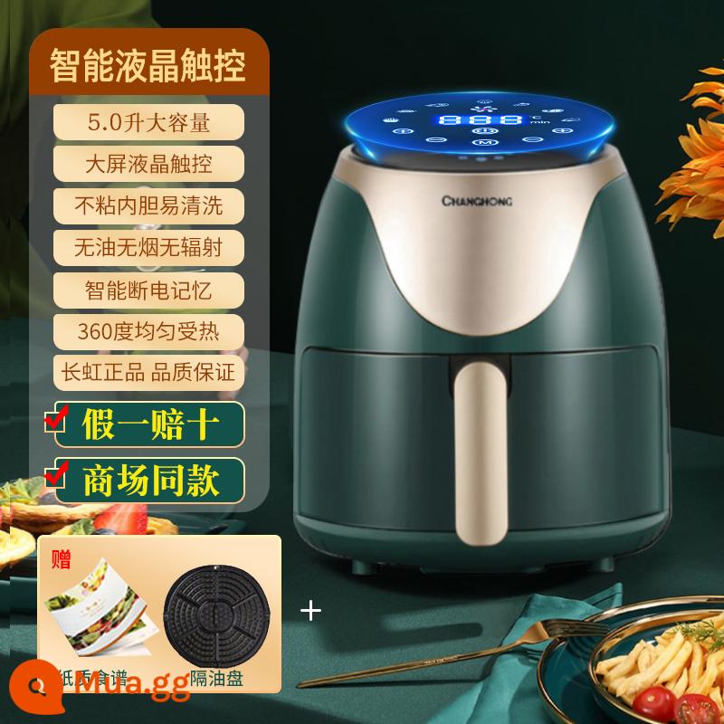 Changhong Air Fried Pot 2022 Hộ gia đình MỚI -CAPInity Thông minh giám sát thông minh - ❤Lợi ích năm mới❤5L xanh đậm [Mẫu màn hình LCD cảm ứng]