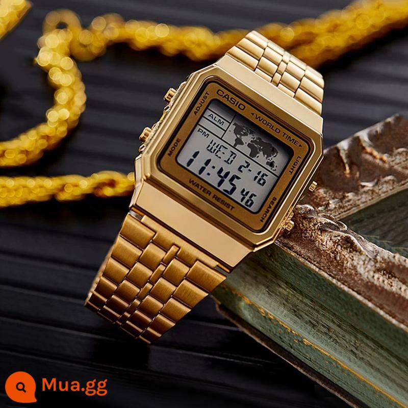 Đồng hồ CASIO nam sinh viên thể thao chiến binh màu đen trái tim bóng tối AEQ110 đồng hồ điện tử giới hạn đồng hồ thạch anh vàng đen - A500WGA-9PR[SF miễn phí vận chuyển]