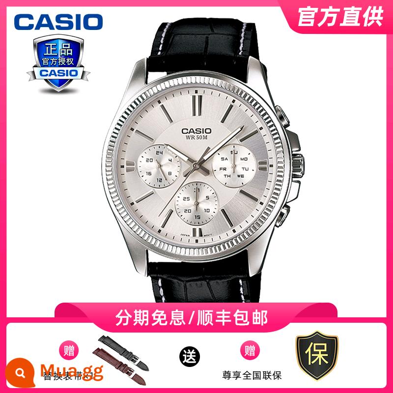 Đồng hồ CASIO nam năng lượng mặt trời đen chiến binh thể thao đồng hồ điện tử nữ đồng hồ chính hãng chính hãng AQS810w - [Phong cách kinh doanh thắt lưng]MTP-1375L-7A