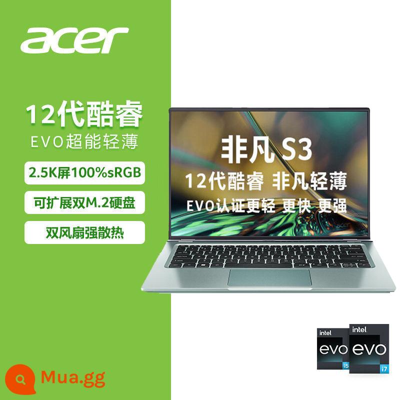 Acer/Acer Obong S3 High -energy Phiên bản 22 Core 12th Thế hệ I5 Tiêu chuẩn 14,0 -inch 2,8K Màn hình OLED 100%Cao trò chơi game Cuốn sách sinh viên 90Hz Máy tính xách tay - S3 đặc biệt: i5-1240P/ gam màu rộng 2,5K/ xanh biển đêm