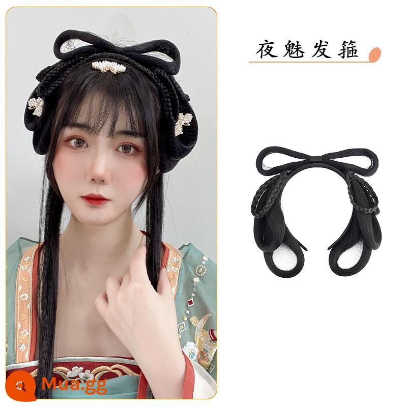 Hanfu tóc giả nguyên bộ cổ túi tóc giả 1 băng đô lười cổ trang phục tóc giả hình búi tóc mũ trùm đầu nữ - Kiểu băng đô quyến rũ ban đêm