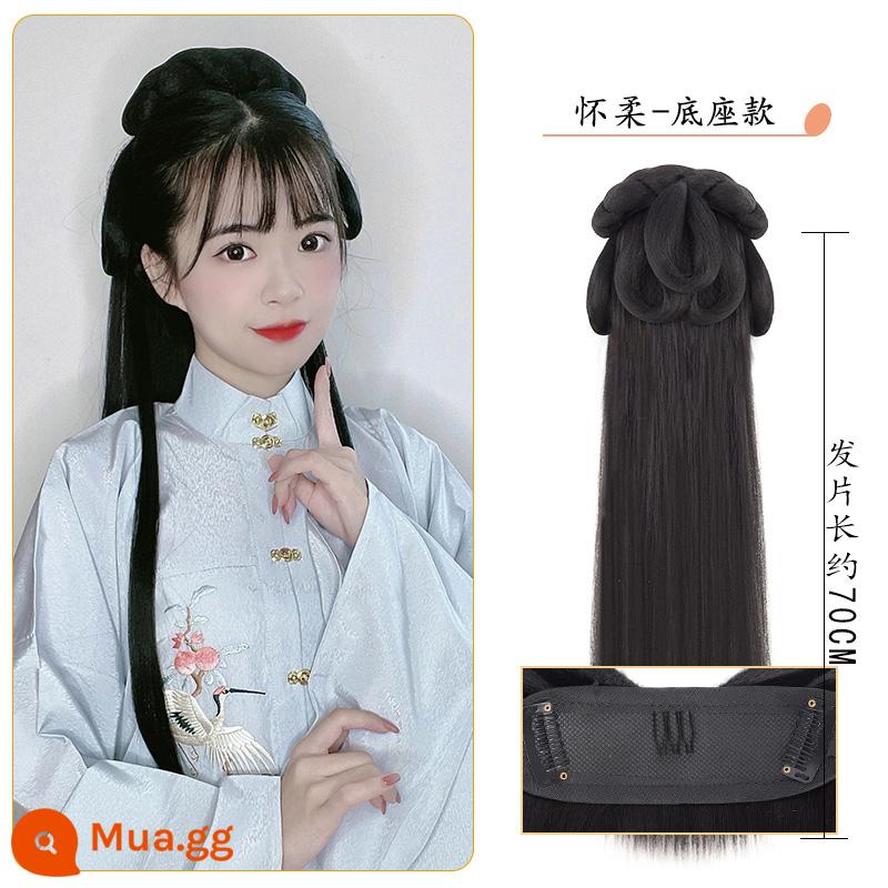 Hanfu tóc giả nguyên bộ cổ túi tóc giả 1 băng đô lười cổ trang phục tóc giả hình búi tóc mũ trùm đầu nữ - Mô hình cơ sở Huairou