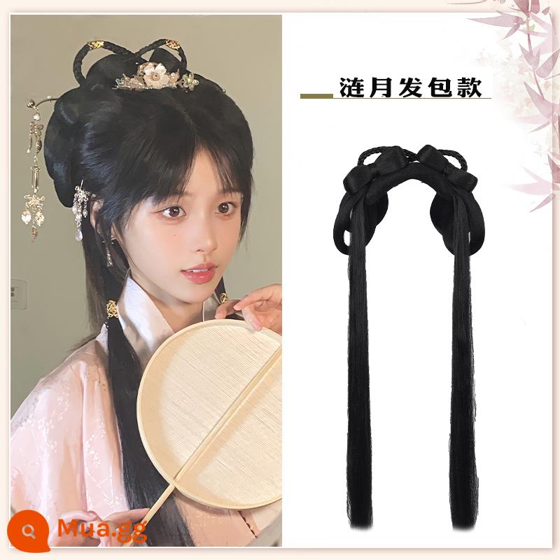 Hanfu tóc giả nguyên bộ cổ túi tóc giả 1 băng đô lười cổ trang phục tóc giả hình búi tóc mũ trùm đầu nữ - Gói tóc Lianyue