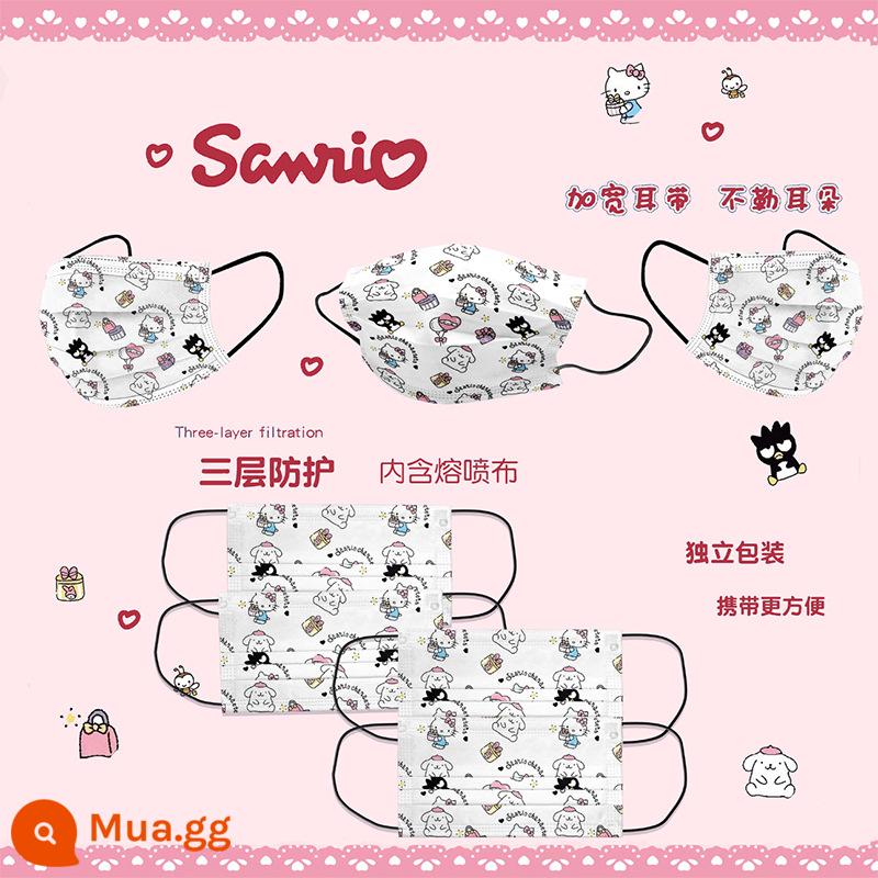 Sanrio mặt nạ cô gái hoạt hình dễ thương trái tim bảo vệ sinh viên ba lớp mặt nạ người lớn nữ bao bì độc lập dùng một lần - Mặt nạ người lớn Sanrio