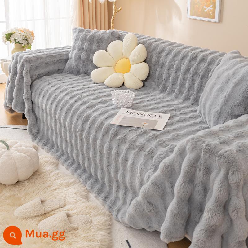 Lông Lưới Đỏ Sofa Vải Khăn Mùa Đông Sang Trọng Chống Trơn Trượt Ghế Sofa 2022 Mới Chống Mèo Xước đệm Chăn - Rongyi-màu xanh mù mịt