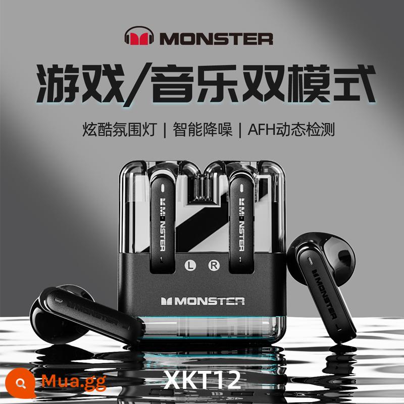 Tai nghe bluetooth thể thao điện tử Monster XKT08 Tai nghe in-ear không dây in-ear nam thể thao giảm tiếng ồn âm thanh ma thuật mới 2023 - màu đen đậm