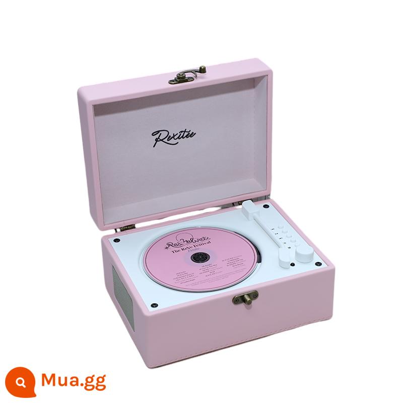 Niềm vui khi nghe máy nghe nhạc CD retro, album nhạc, loa Bluetooth, đĩa CD, đĩa âm thanh di động - Loa kép có màng chắn, sánh ngang với âm thanh đỉnh cao HIFI [hồng dễ thương]