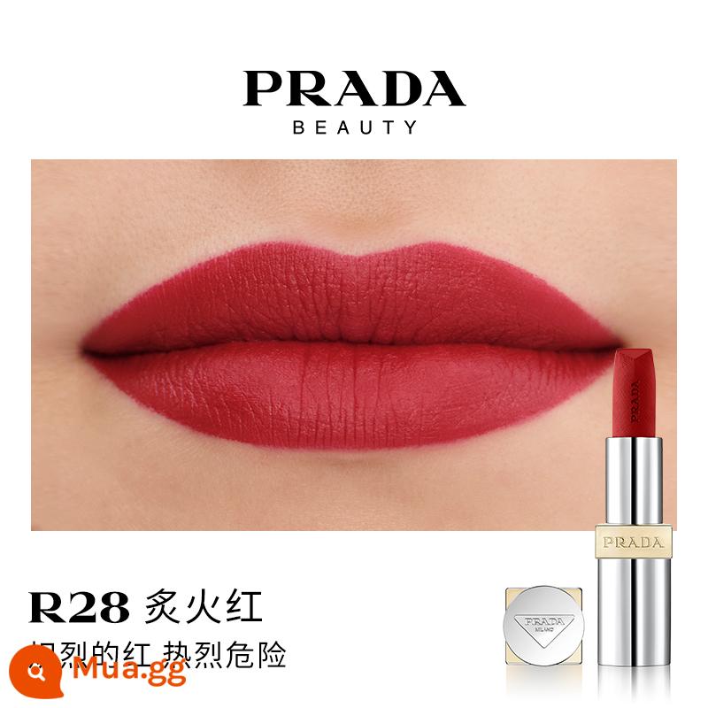 [Ưu đãi giới hạn 38] Son môi PRADA Lipstick Matte dưỡng ẩm màu nâu đỏ B03 màu nâu đất B107B101 - R28 đỏ rực