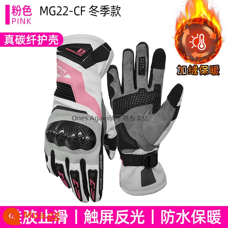 Ones Again Găng Tay Đi Xe Máy Nam Mùa Hè Người Đi Xe Máy Đua Sợi Carbon Chống Rơi Bốn Mùa Thoáng Khí - MG22-CF Màu hồng nữ tính [Vỏ sợi carbon]