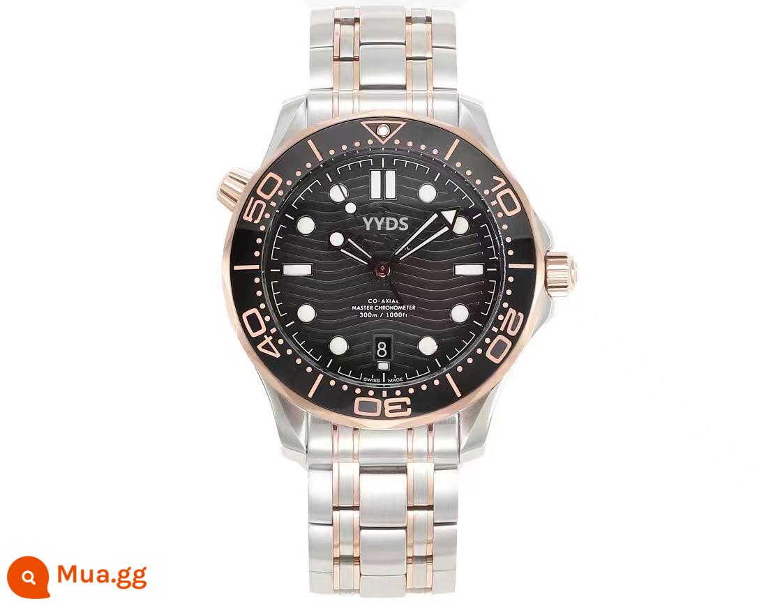 Thích hợp cho Seamaster 300 Cơ Khí Tự Động Speedmaster Quý Cam Dạ Quang Seamaster 600 Đồng Hồ Lặn Chống Thấm Nước - Vàng và đen giữa dải thép