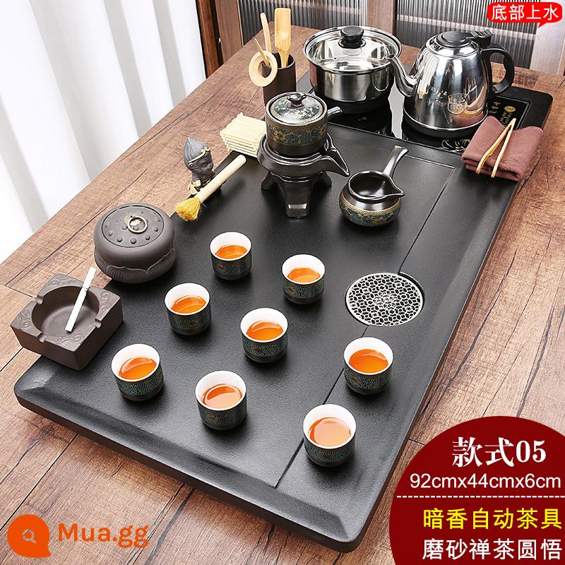 Tea set nhóm home chè khay hoàn toàn tự động dưới nước đun sôi ấm áp tích hợp bộ hoàn chỉnh của bộ đồ trà kung fu tea tea tea biển - 05 Trà Frosted Zen Yuanwu + Hương Đậm Tự Động + Đáy Inox