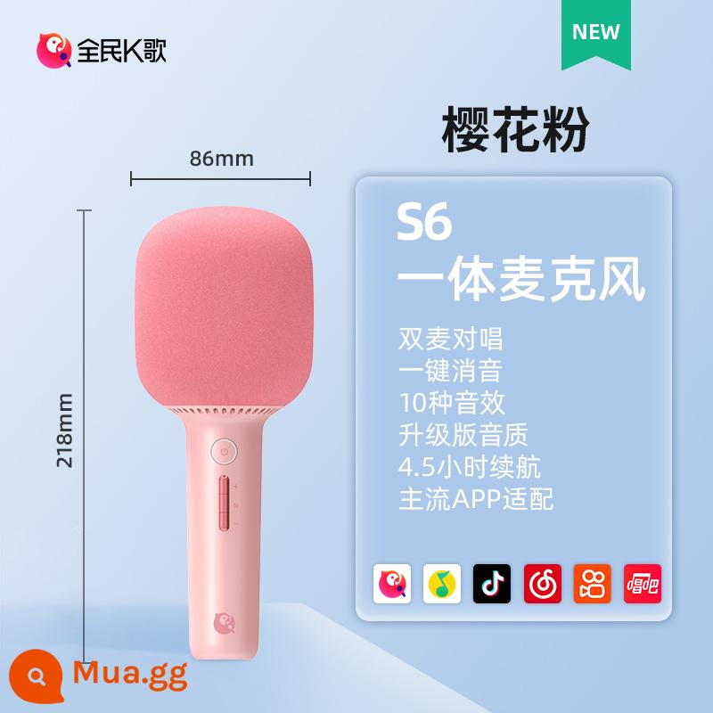 [Quốc K Song] Micro Audio Tích Hợp Micro Di Động Không Dây K Singer Home KTV Giải Trí Ca Hát K Artifact S6 - Sakura Pink-S6 [10 hiệu ứng âm thanh, sửa đổi âm thanh tự động]