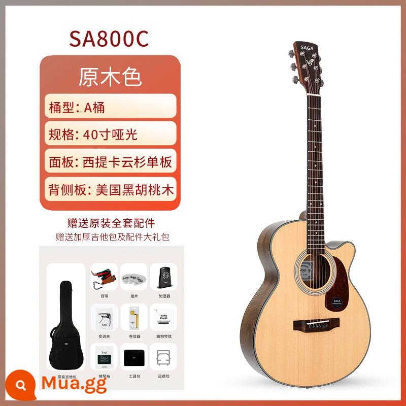 Saga Saga nâng cấp dòng 800c mới bảng đơn hàng đầu chính hãng hộp điện dân gian đàn guitar acoustic sf830 - SA800C 40 inch gỗ sứt mẻ màu