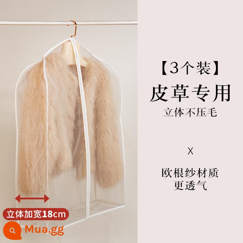 Áo khoác lông chồn quần áo đặc biệt bụi organza treo túi lông chồn bụi túi chống côn trùng lông chồn nhung - Mở rộng ba chiều 18cm không cần nhấn [3 miếng] màu trắng