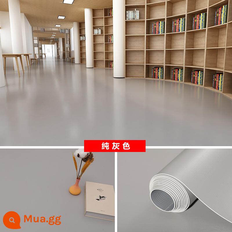 Màu xanh lá cây PVC sàn sàn xi măng da trực tiếp lát dày chống mài mòn nhà máy dán sàn đặc biệt dán sàn thương mại - Màu xám nguyên chất dày 1,8mm, siêu chống mài mòn, chống thấm nước và chống trượt, 10 mét vuông mỗi mảnh