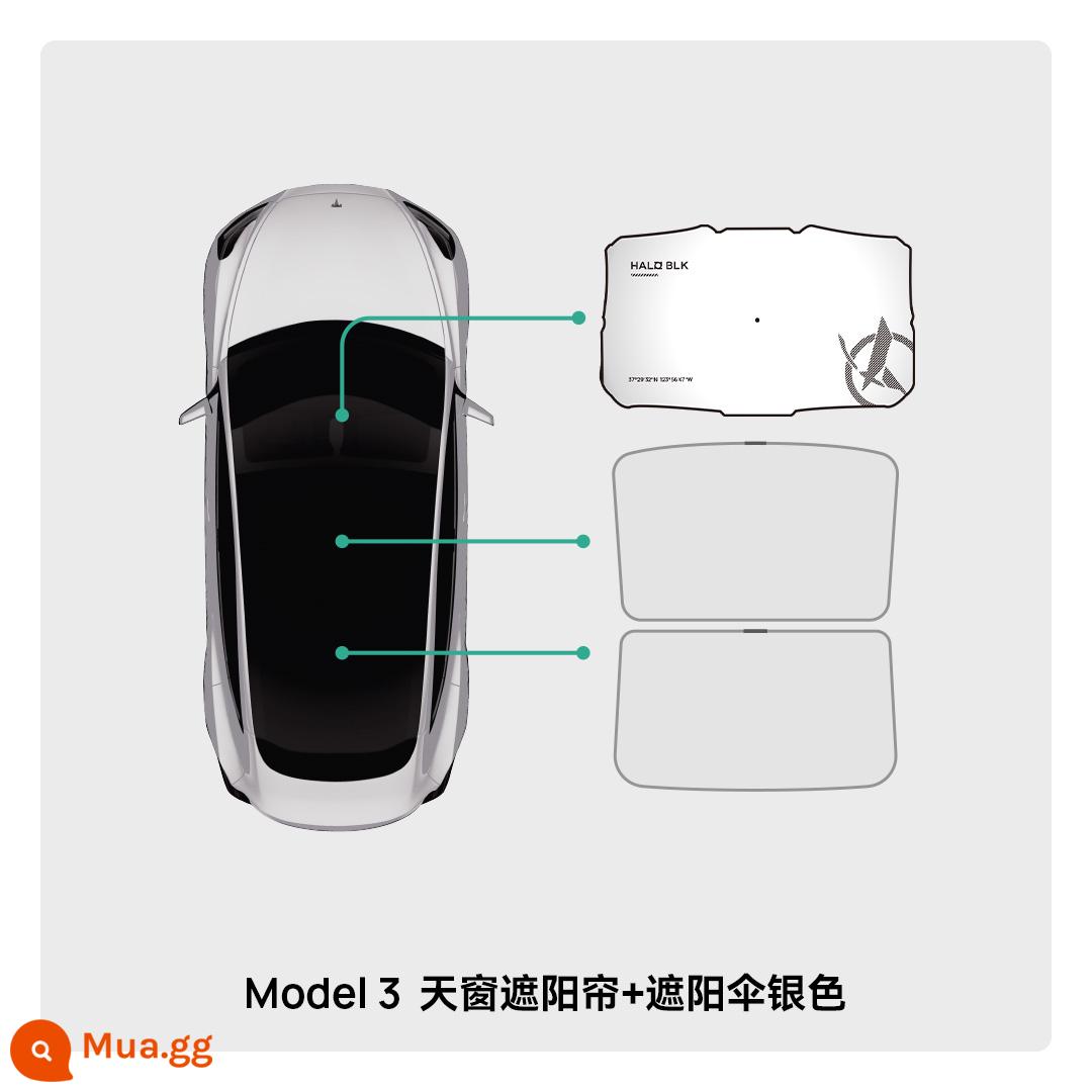 Heiluo phù hợp với tấm che nắng Tesla model3/y tấm che nắng mái che nắng chống nắng và phụ kiện rèm bầu trời cách nhiệt - Rèm che nắng cửa sổ Model 3/3P + rèm che nắng trước [bạc]