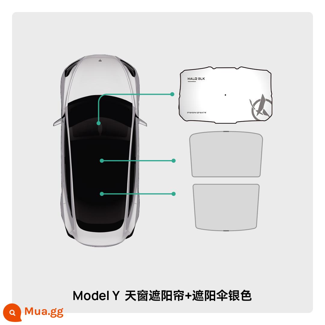 Heiluo phù hợp với tấm che nắng Tesla model3/y tấm che nắng mái che nắng chống nắng và phụ kiện rèm bầu trời cách nhiệt - Rèm che nắng cửa sổ Model Y/YP + rèm che nắng trước [bạc]