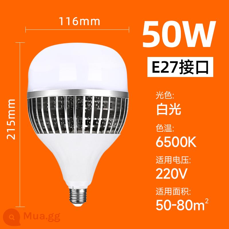 Kỹ Thuật LED Cao Cấp Bóng Đèn Siêu Sáng Nhà Xưởng Xưởng Kho Chiếu Sáng Tiết Kiệm Điện Hộ Gia Đình Bóng Đèn E27 Vít Cổng 150W - Giọt nước kỹ thuật 50W bạc [tản nhiệt hoàn toàn bằng nhôm dày] Bảo hành 5 năm