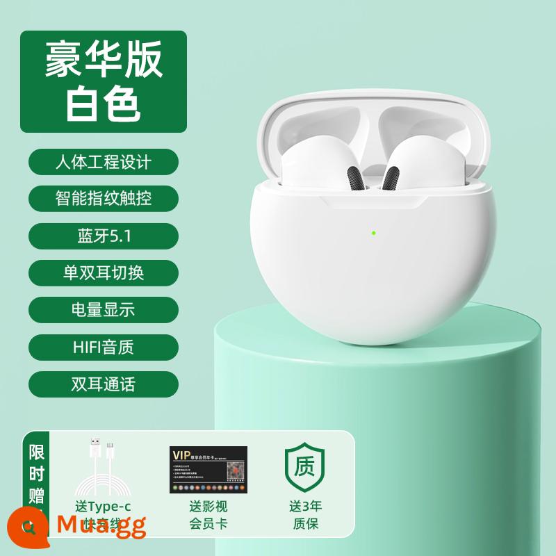 2024 Tai Nghe Bluetooth Mới Không Dây Chân Thật Bán Trong Tai Giảm Tiếng Ồn Thêm Thời Gian Chờ Dài Đa Năng Cho Bé Trai Và Bé Gái - Model nâng cấp [Glacier White] chip 5.2 + chất lượng âm thanh độ trung thực cao HIFI