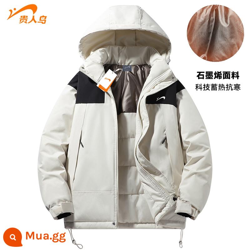 Guirenniao dày cotton áo khoác nam mùa đông bố áo khoác mùa đông nam cotton áo khoác nam nhung phối áo khoác cotton nữ - Khaki [kiểu chần bông khối màu]