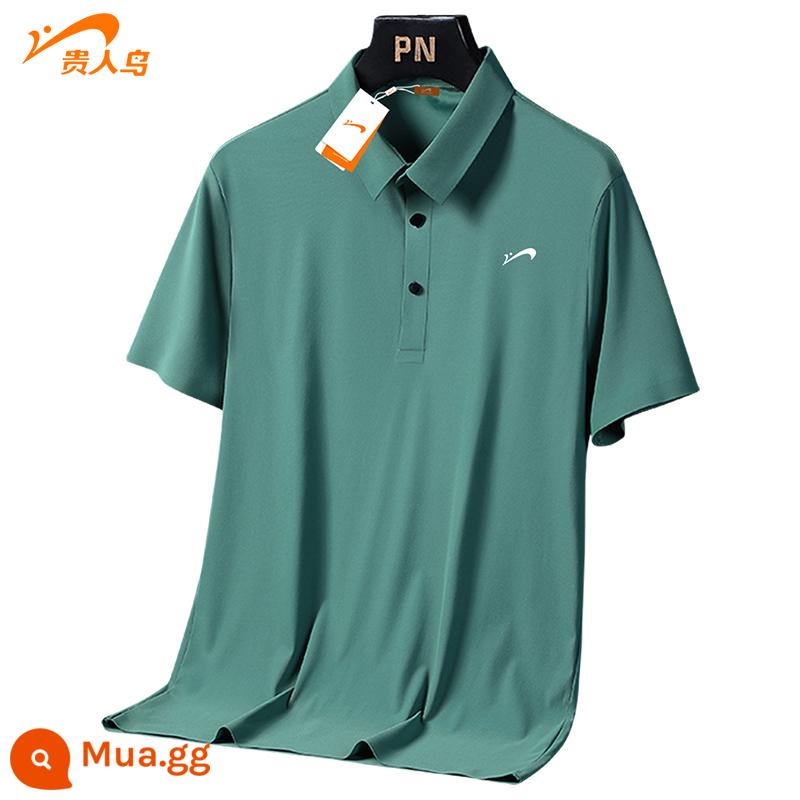 Áo polo lụa băng chim cao quý bố mặc áo thun ngắn tay bố trung niên thể thao mùa hè quần áo nhanh khô - Cỏ xanh [kiểu G]