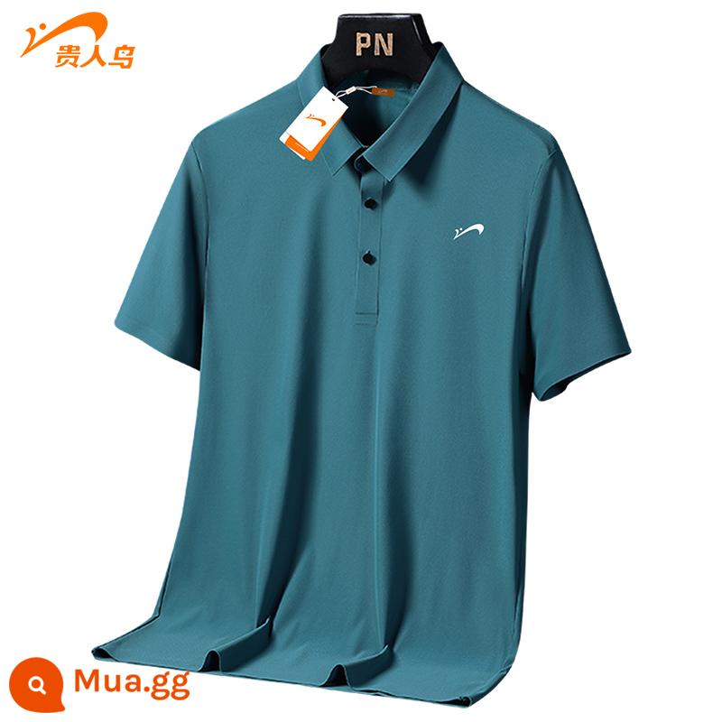 Áo polo lụa băng chim cao quý bố mặc áo thun ngắn tay bố trung niên thể thao mùa hè quần áo nhanh khô - Màu xanh đại dương [G Style]