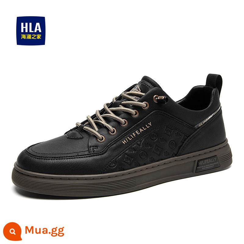 HLA/ Hailan House Giày Nam Xuân Thu 2023 Xu Hướng Mới Giày Sneaker Nam Nhỏ Màu Trắng Đa Năng Giày Da Thoáng Khí Hợp Thời Trang - Cà phê đen [ảnh chính]