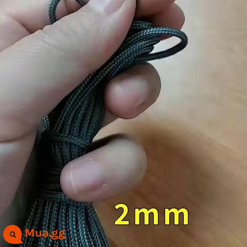 Quân đội màu xanh lá cây nylon chịu mài mòn dây bện dây thừng ràng buộc dây bạt phanh quảng cáo dây kéo dây - Xanh quân đội 2mm+10m