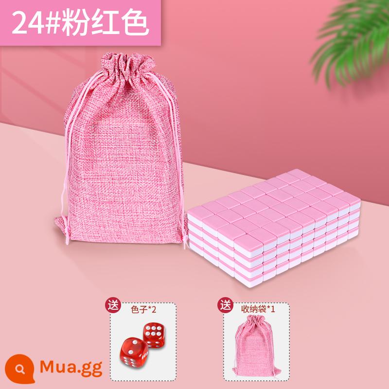 Mini mạt chược ký túc xá kèn du lịch ngoài trời di động mini dễ thương lưới đỏ nhà chà tay con chim sẻ nhỏ - Mạt chược mini số 24 màu hồng + túi đựng xúc xắc miễn phí