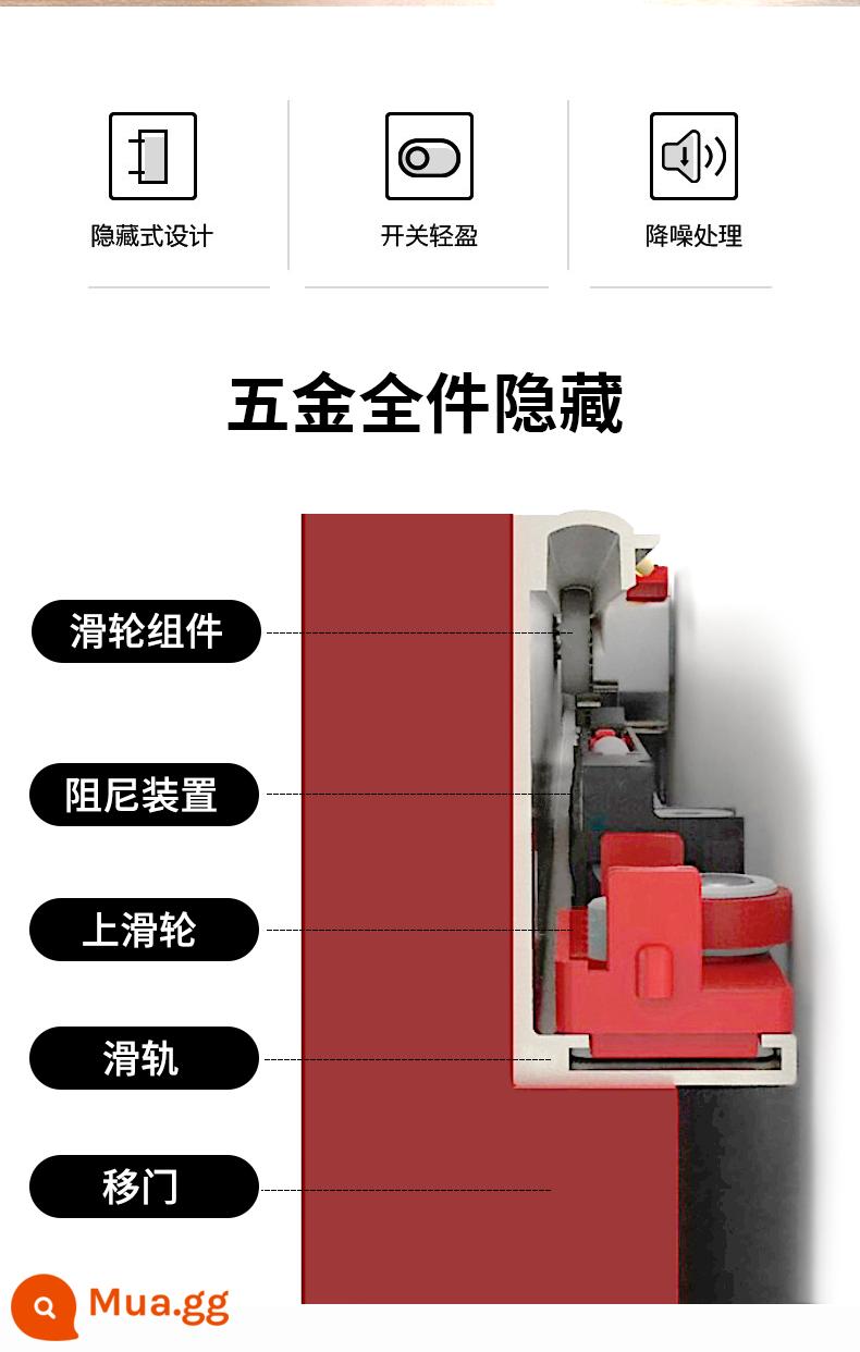 Cửa ma cửa trượt sơn không sơn cửa chuồng trên cửa sơn khắc cửa gương sơn cửa giá sách cửa bảng đen - Trọn bộ giá ray cửa ma (bao gồm giảm chấn)