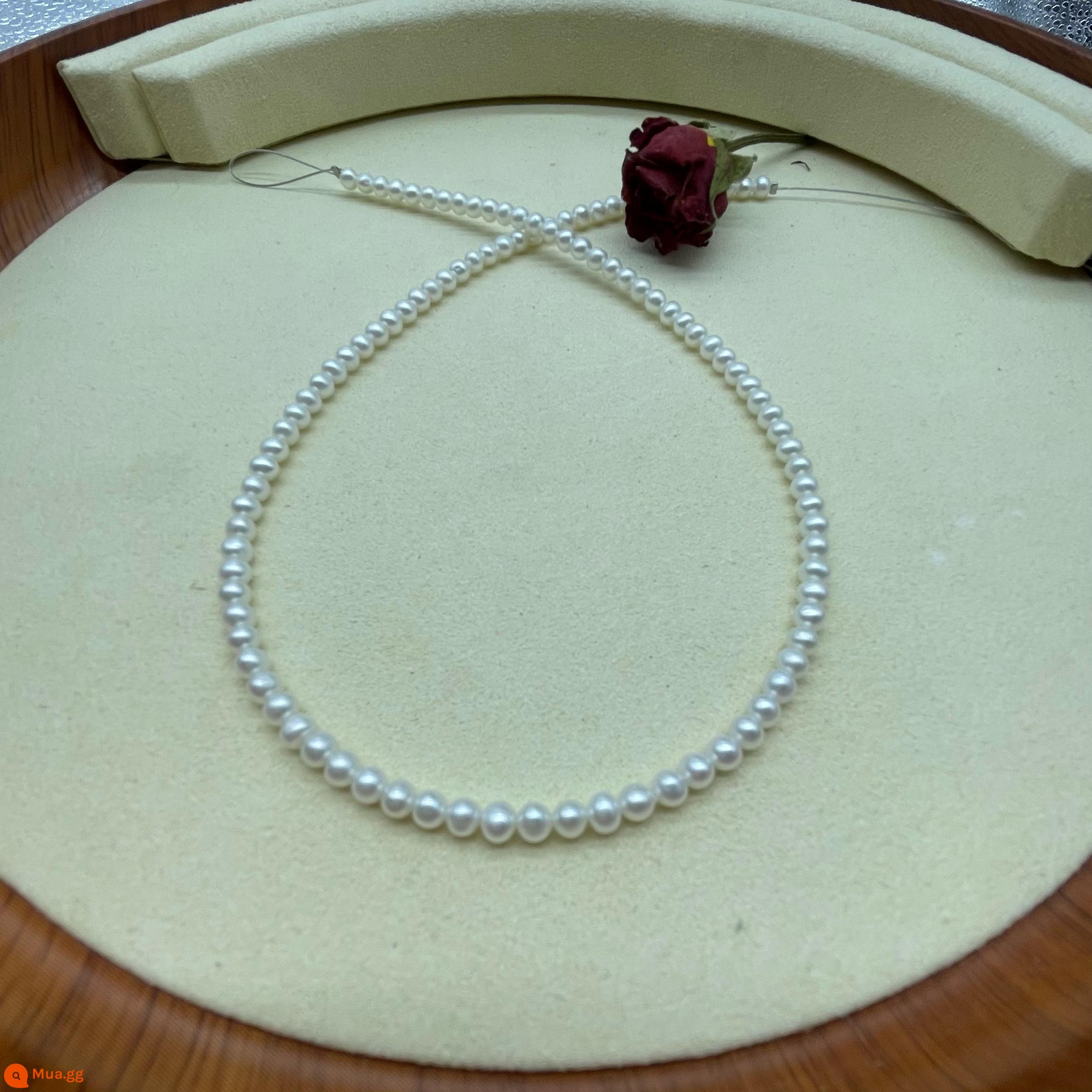 Chuỗi hạt giống cây kê collarwater nước ngọt tự nhiên Vòng cổ nhỏ Vòng cổ Pearl Semi được hoàn thành DIY Vật liệu thủ công DIY - Khoảng 4mm màu trắng tự nhiên - gần tròn (sản phẩm thông thường nhìn đẹp)