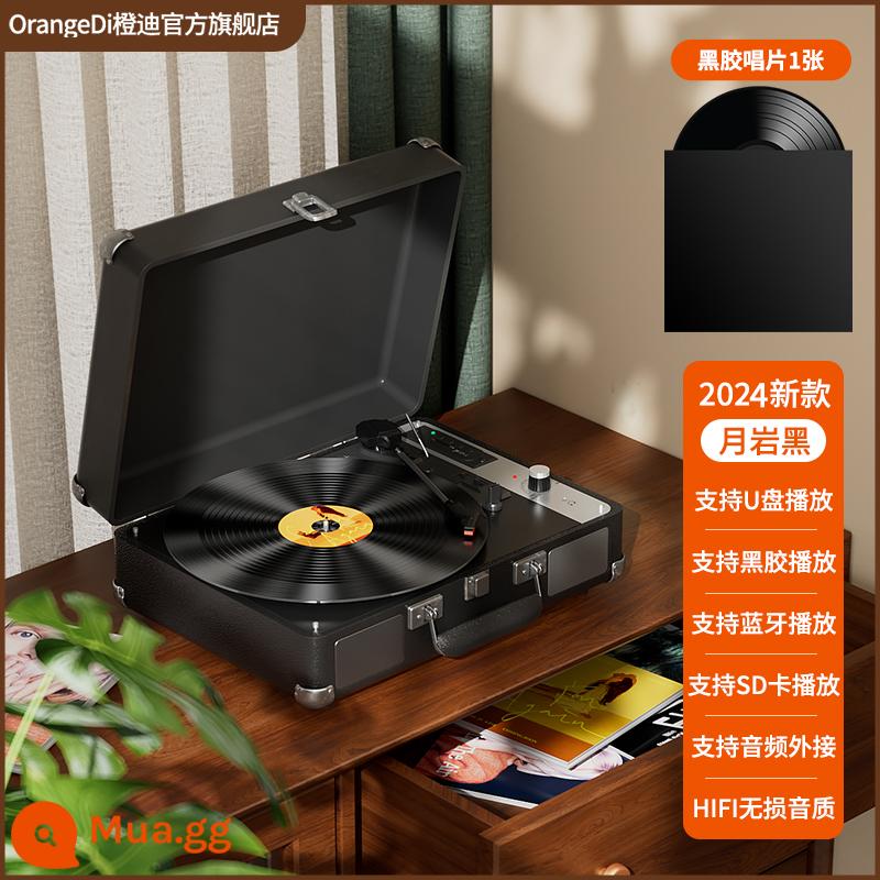 Cam Di Đĩa Vinyl Người Chơi Retro Máy Hát Âm Thanh Loa Bluetooth Phòng Khách Phong Cách Châu Âu Di Động Quà Tặng Sinh Nhật LP - Hộp màu "Moon Rock Black" mẫu mới 2024 ✅Hỗ trợ âm thanh thẻ SD trên đĩa U Bluetooth √Ghi âm miễn phí + thiệp chúc mừng.