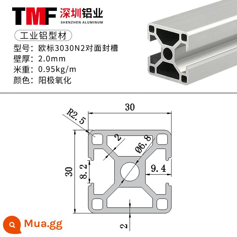 Vật liệu đùn nhôm công nghiệp 3030 Vật liệu đùn nhôm tiêu chuẩn Châu Âu Hợp kim nhôm 3060 profile ống vuông hợp kim nhôm khung thiết bị 3090 - Rãnh niêm phong phía đối diện tiêu chuẩn Châu Âu 3030