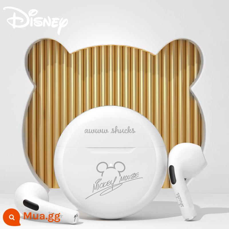 Tai nghe Bluetooth không dây chính hãng Disney đồng thương hiệu dành cho thể thao, giảm tiếng ồn, bé gái cao cấp, trẻ em dễ thương, VIVO dành cho nam - mickey có chữ ký màu trắng