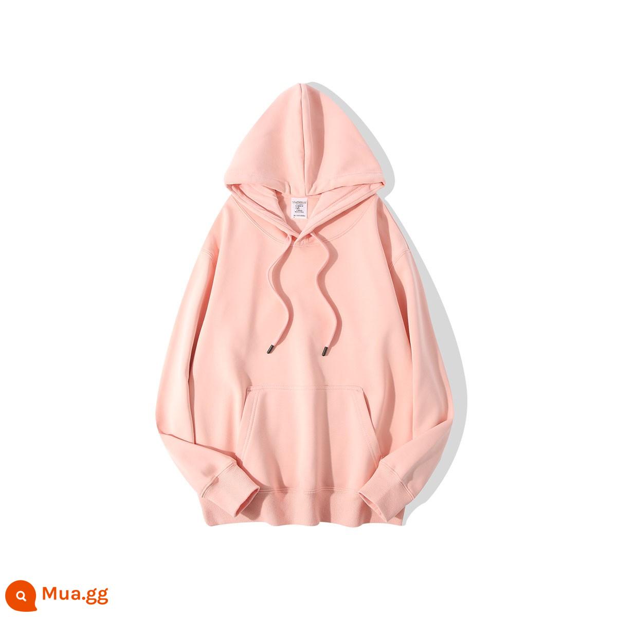 600g Fox Fox hạng nặng Fox Velvet Hooded Áo 2022 Màu sắc mới Solid Versatile Plus Velvet dày mùa thu và mùa đông nam Hoodie - màu hồng nhạt