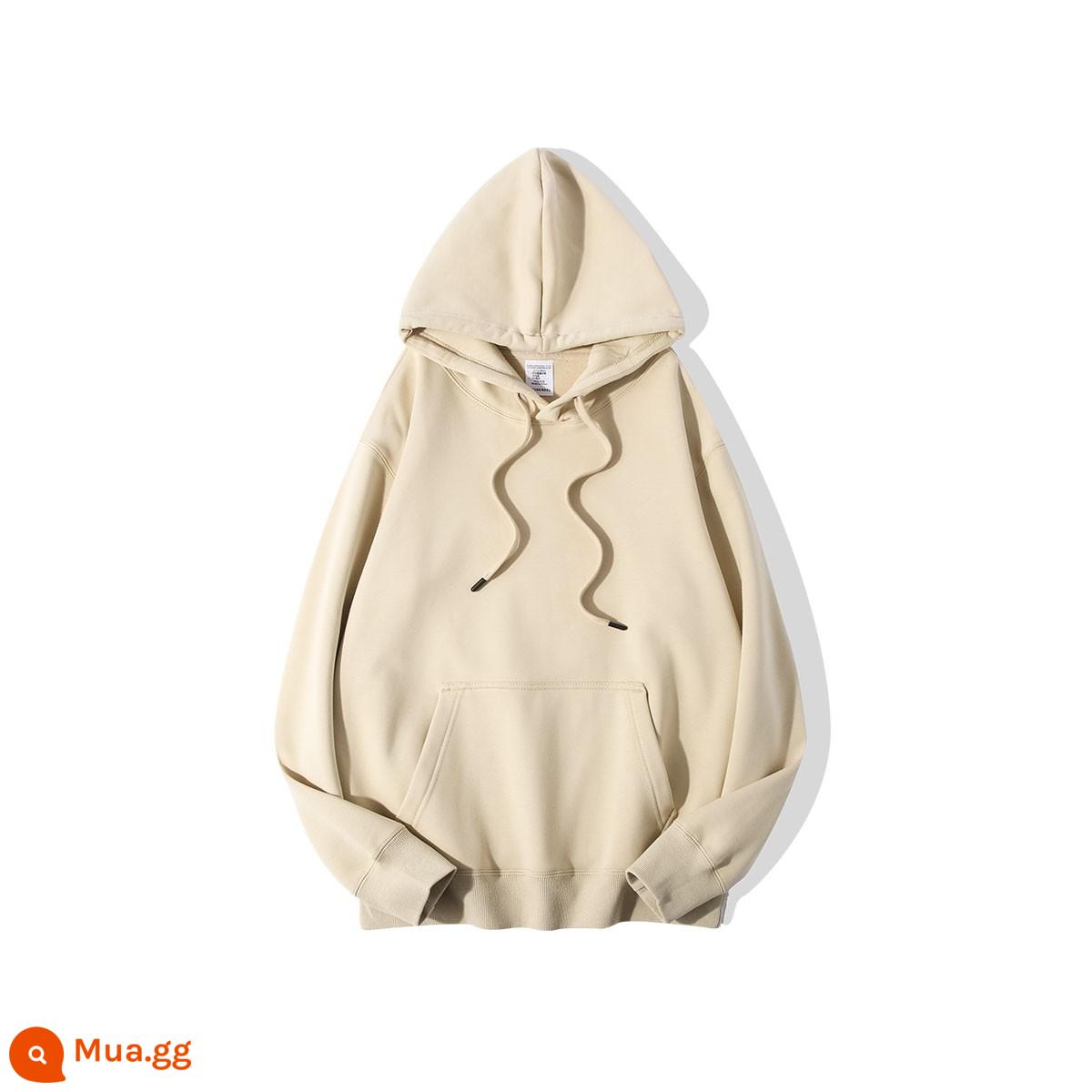 600g Fox Fox hạng nặng Fox Velvet Hooded Áo 2022 Màu sắc mới Solid Versatile Plus Velvet dày mùa thu và mùa đông nam Hoodie - Khaki