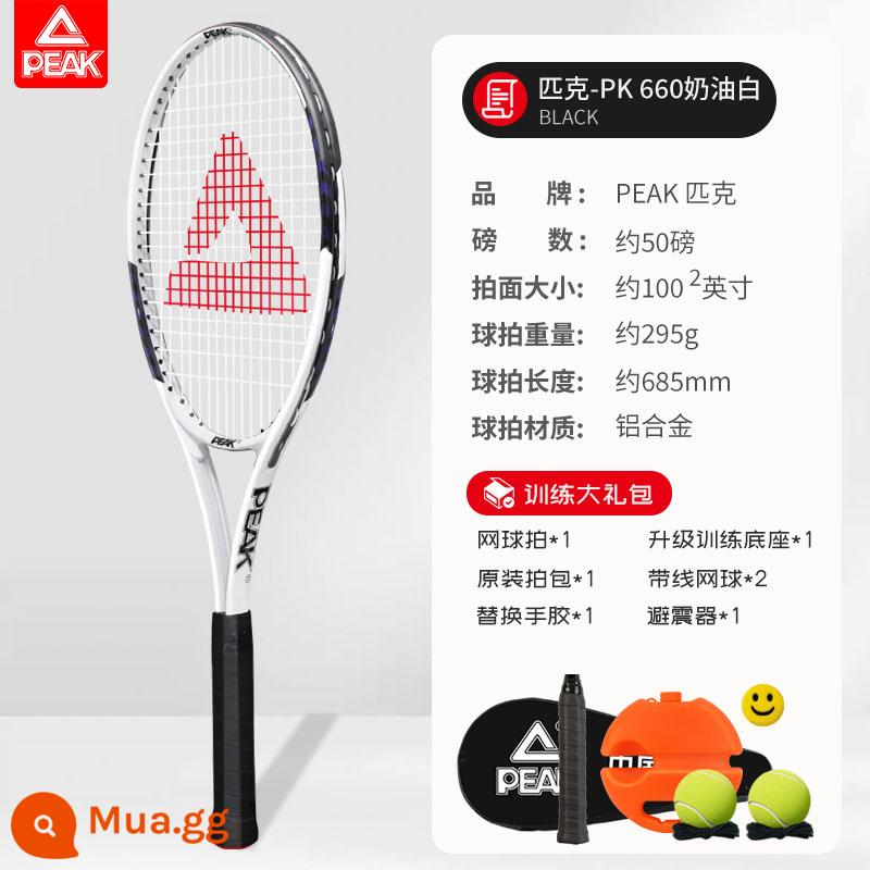 Vợt Tennis PEAK/Đỉnh Cao Chính Hãng Tennis Huấn Luyện Đàn Hồi Carbon Người Mới Bắt Đầu Trưởng Thành Đại Học Vợt Tennis - Single Training-PK 660 Kem Trắng (Gói Quà Tặng Tập Tennis)