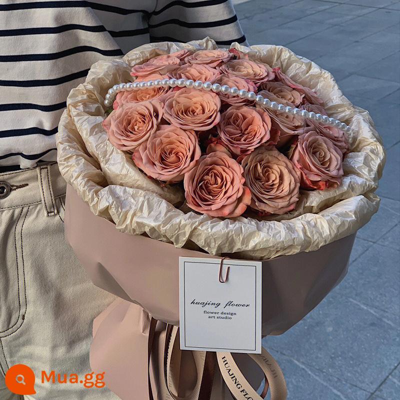 Retro Cappuccino Rose Bouquet Flower Express Hàng Châu Quảng Châu Thâm Quyến Thành phố Thượng Hải Giao hàng sinh nhật cho bạn gái - [Mọi thứ đáng yêu] 19 bông hồng Cappuccino