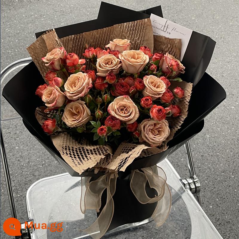 Retro Cappuccino Rose Bouquet Flower Express Hàng Châu Quảng Châu Thâm Quyến Thành phố Thượng Hải Giao hàng sinh nhật cho bạn gái - [Nâng cấp lãng mạn] 11 bong bóng hoa hồng cappuccino