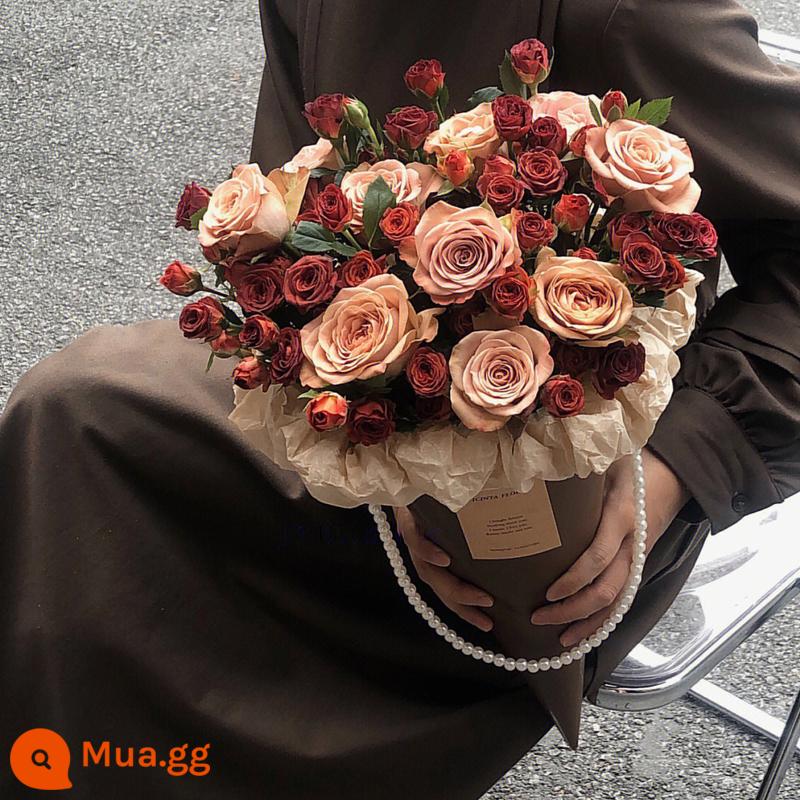 Retro Cappuccino Rose Bouquet Flower Express Hàng Châu Quảng Châu Thâm Quyến Thành phố Thượng Hải Giao hàng sinh nhật cho bạn gái - [Màu cổ điển] 11 cốc cappuccino + kem bong bóng