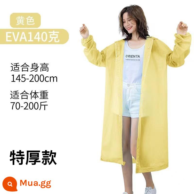 Áo mưa phiên bản dài dành cho người lớn eva dày toàn thân trẻ em di động không dùng một lần poncho tự đi xe đạp ngoài trời chống mưa - Kiểu thắt lưng dành cho người lớn màu vàng [kiểu cực dày]