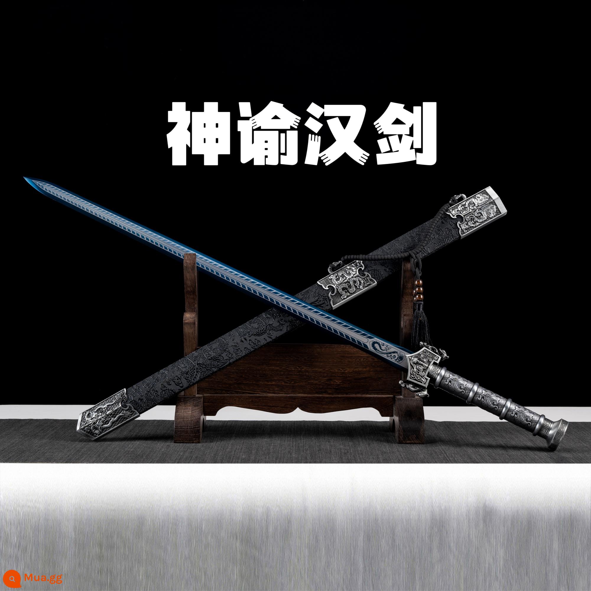 Longquan Live Broadcast có mô hình tương tự như Thanh kiếm Taichu Han Sword Shenxiao bằng thép mangan cao một mảnh được làm thủ công bằng tay Tang Hengdao phiên bản dài chưa cắt - trời xanh