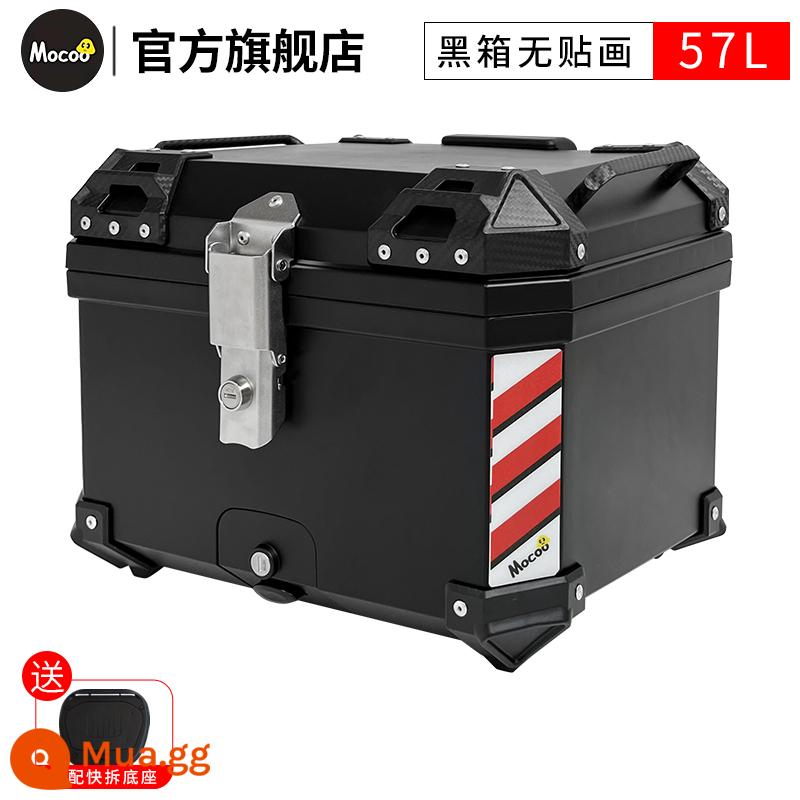 Mushroom 45L hộp đuôi đầu máy đa năng xe điện xe tay ga cốp dung tích lớn hộp đuôi sau hợp kim nhôm - [57L] Hộp đen [Đế nhựa PP]