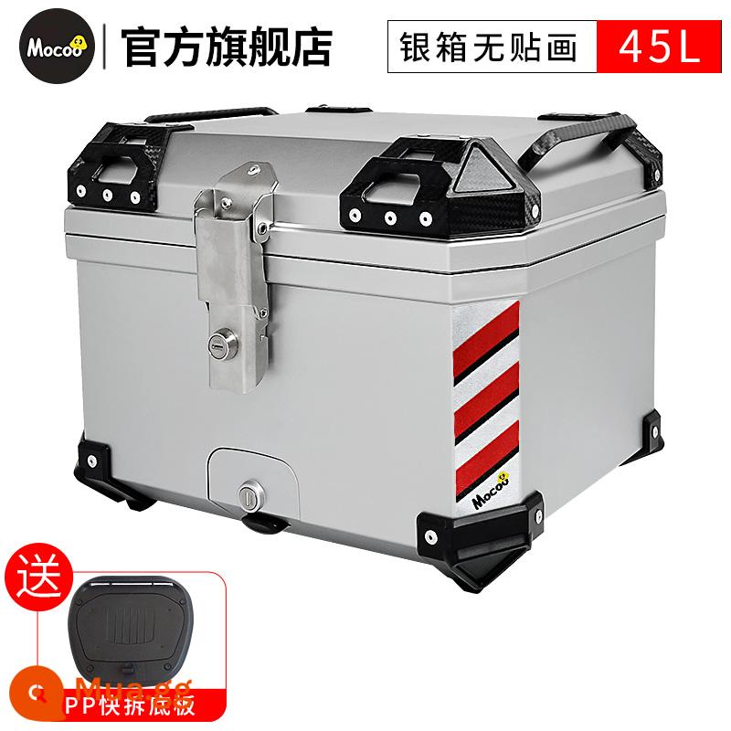 Mushroom 45L hộp đuôi đầu máy đa năng xe điện xe tay ga cốp dung tích lớn hộp đuôi sau hợp kim nhôm - [45L] Hộp bạc [Đế nhựa PP]