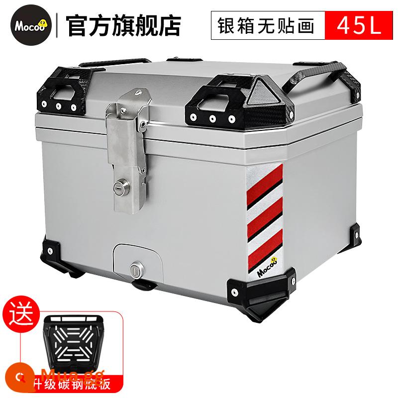 Mushroom 45L hộp đuôi đầu máy đa năng xe điện xe tay ga cốp dung tích lớn hộp đuôi sau hợp kim nhôm - [45L] Hộp bạc [tấm đáy bằng thép carbon]