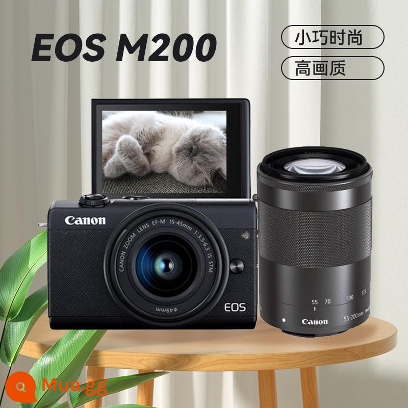 Canon M200 Mục Từ Cấp Micro Ống Nhòm Máy Ảnh Kỹ Thuật Số 15-45Mm Bộ Nhà HD Chụp Ảnh Du Lịch Sinh Viên M50 - Bộ ống kính kép 15-45+55-200 màu đen