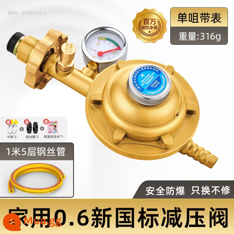 Hộ gia đình tiêu chuẩn quốc gia khí hóa lỏng chống cháy nổ van giảm áp chai gas tự khóa van áp suất thấp máy nước nóng gas van tự đóng 1384 - Đồng hồ đo vành đai chống cháy nổ tự khóa 0,6 rò rỉ + 1 mét ống thép 5 lớp